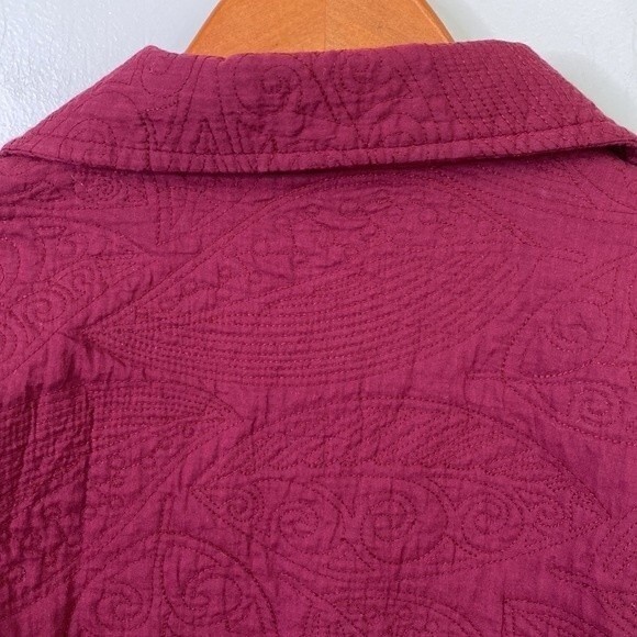 CJ Banks Quilted Button Front Jacket Outerwear Plum Layering Cotton Outdoor Cozy - Picture 5 of 15